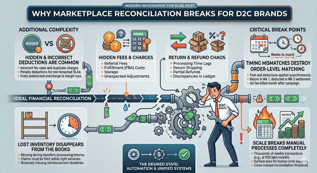 Why marketplace reconciliation breaks for D2C brands.